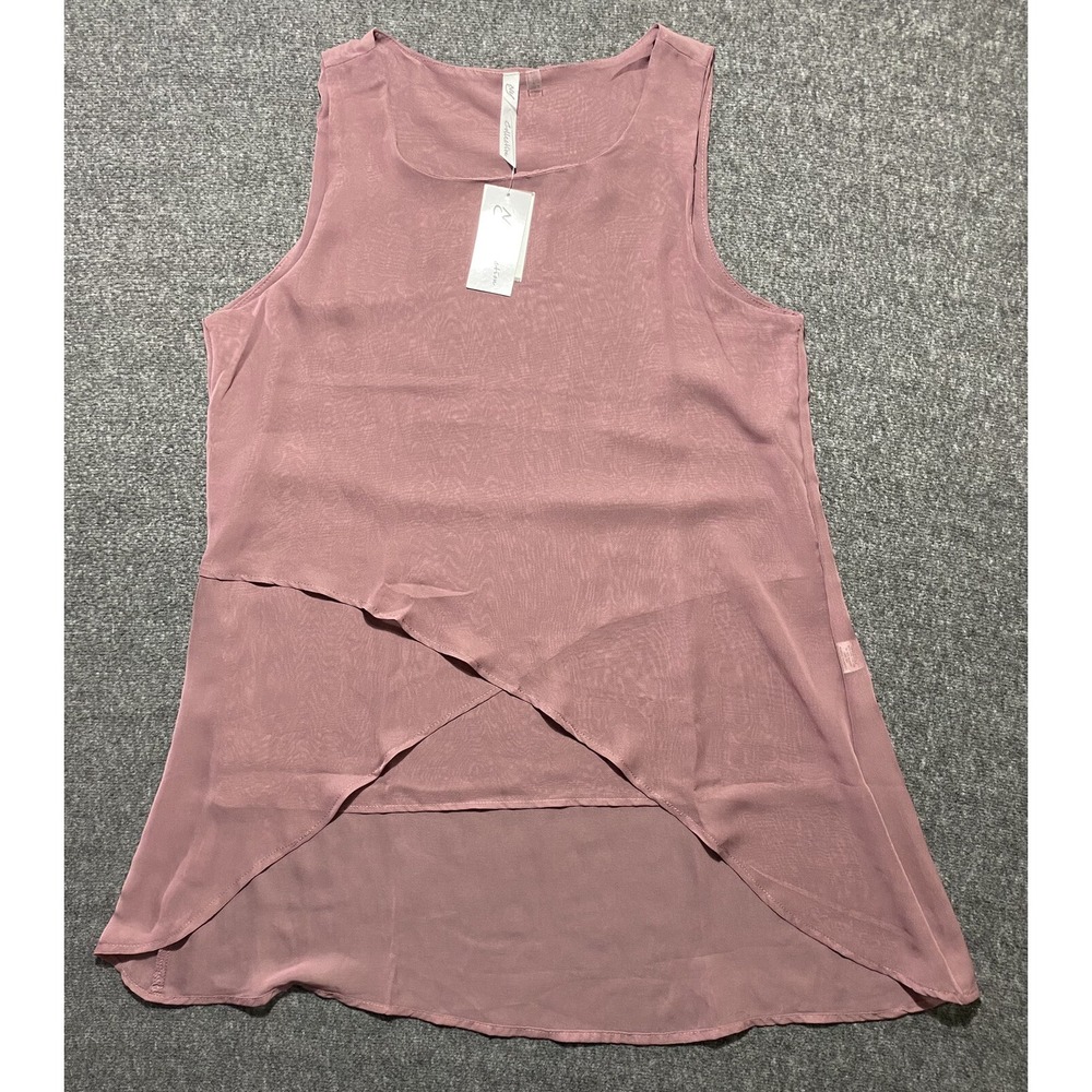 NY Collection Asymmetrical Tank Top Mauve Sleeveless Knit Size L NWT